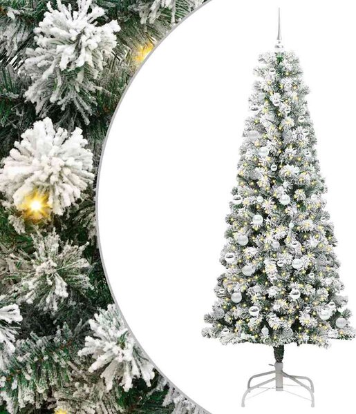 Műanyag Hajtogatós Karácsonyfa 300 LED-del Zöld és Fehér 210 cm