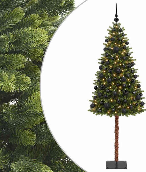 Műfenyő gömbökkel 180 cm 300 LED Meleg fehér PVC és fém Zöld
