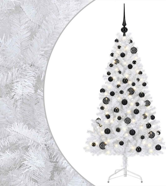 Műkarácsonyfa gömbbel 210 cm 300 LED Meleg fehér PVC és fém