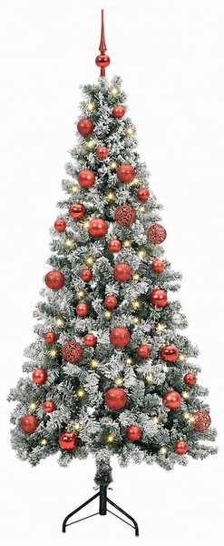 Műkarácsonyfa gömbbel 120 cm 150 LED Meleg fehér PVC és fém