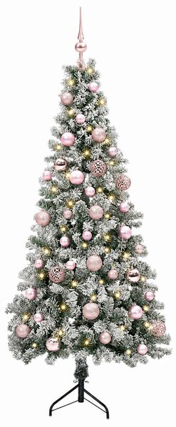 Műkarácsonyfa gömbbel 120 cm 150 LED Meleg fehér PVC és fém