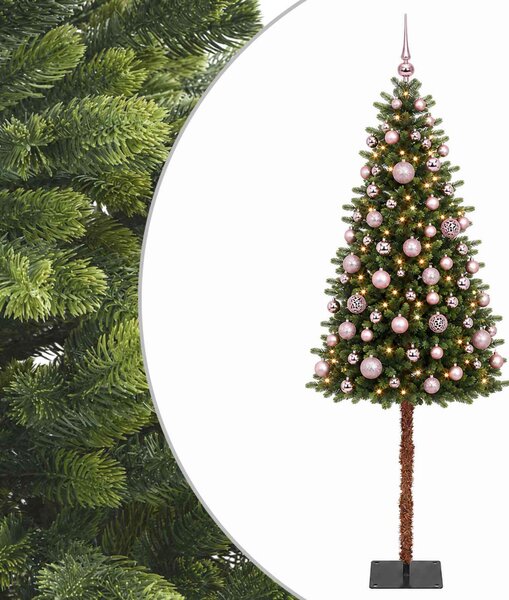 Műfenyő gömbökkel 180 cm 300 LED Meleg fehér PVC és fém Zöld