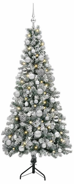 Műkarácsonyfa gömbbel 120 cm 150 LED Meleg fehér PVC és fém