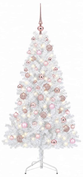 Műkarácsonyfa gömbbel 210 cm 300 LED Meleg fehér PVC és fém