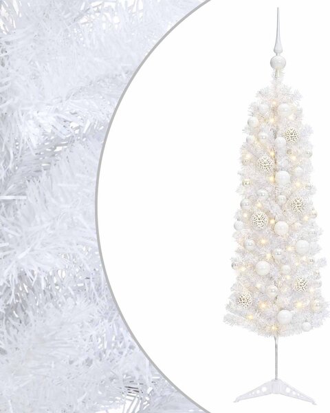 Karcsú műkarácsonyfa gömbökkel 150 cm 150 LED Meleg fehér