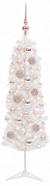 Karcsú műkarácsonyfa gömbökkel 150 cm 150 LED Meleg fehér