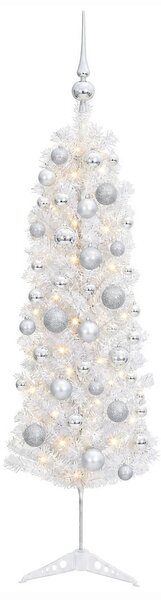 Karcsú műkarácsonyfa gömbökkel 150 cm 150 LED Meleg fehér