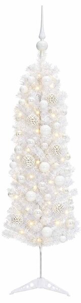 Karcsú műkarácsonyfa gömbökkel 150 cm 150 LED Meleg fehér