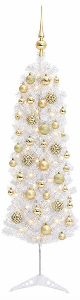 Karcsú műkarácsonyfa gömbökkel 150 cm 150 LED Meleg fehér