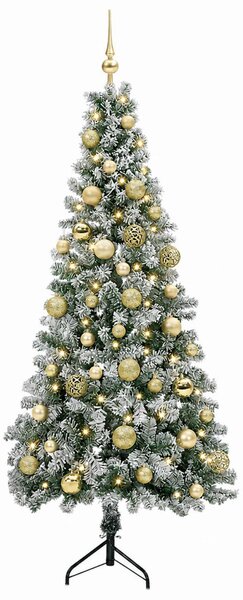 Műkarácsonyfa gömbbel 120 cm 150 LED Meleg fehér PVC és fém