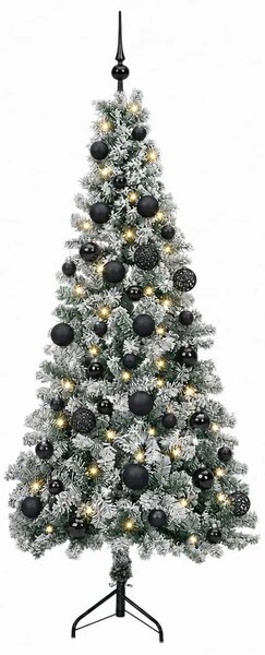 Műkarácsonyfa gömbbel 120 cm 150 LED Meleg fehér PVC és fém