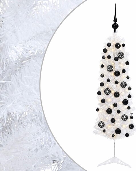 Karcsú műkarácsonyfa gömbökkel 150 cm 150 LED Meleg fehér