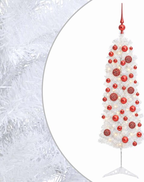 Karcsú műkarácsonyfa gömbökkel 150 cm 150 LED Meleg fehér