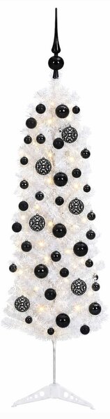 Karcsú műkarácsonyfa gömbökkel 150 cm 150 LED Meleg fehér