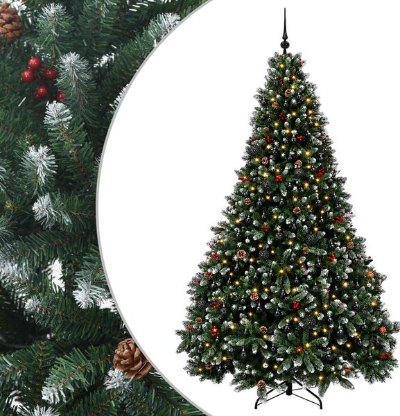 Zöld műfenyő gömbökkel 300 cm 600 LED Meleg fehér PVC és fém
