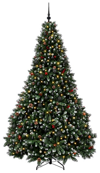 Zöld műfenyő gömbökkel 300 cm 600 LED Meleg fehér PVC és fém