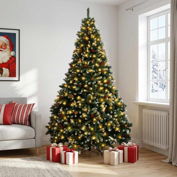 Műanyag Hajtogatós Karácsonyfa 210 cm 300 LED Meleg fehér