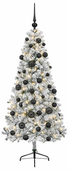 Műkarácsonyfa gömbbel 120 cm 150 LED Meleg fehér PVC és fém