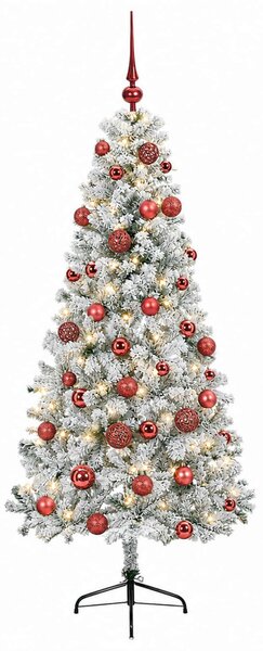Műkarácsonyfa gömbbel 120 cm 150 LED Meleg fehér PVC és fém