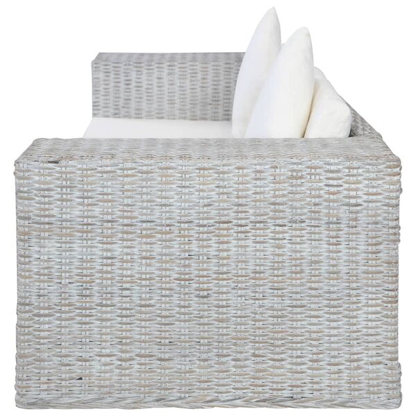2 személyes szürke természetes rattan kanapé párnával