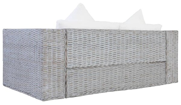 2 személyes szürke természetes rattan kanapé párnával