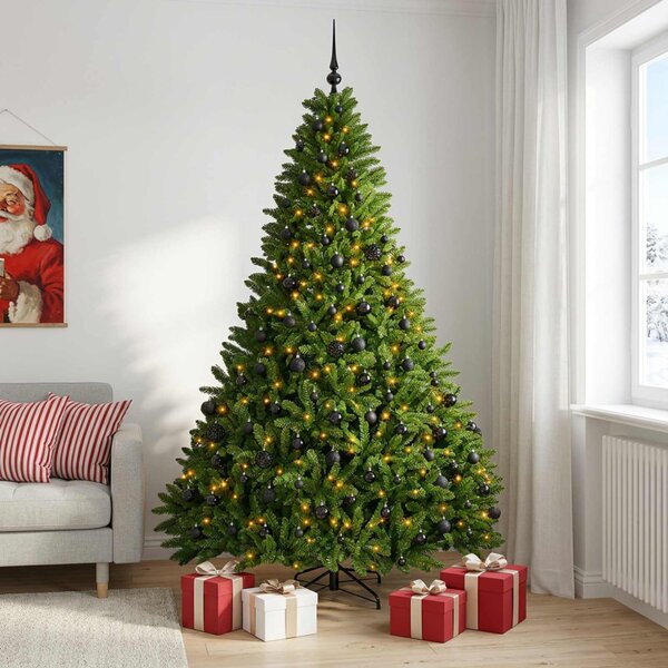Világos zöld műkarácsonyfa gömbökkel 270 cm 600 LED Meleg fehér