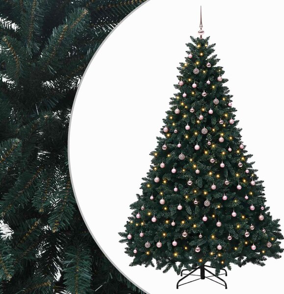 Sötétzöld műkarácsonyfa gömbökkel 270 cm 600 LED Meleg fehér