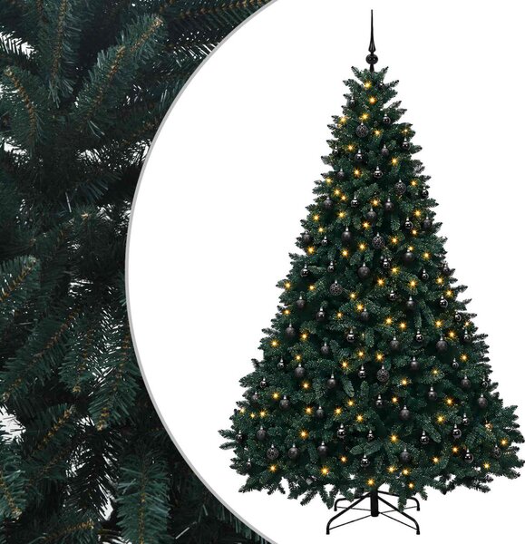 Sötétzöld műkarácsonyfa gömbökkel 270 cm 600 LED Meleg fehér