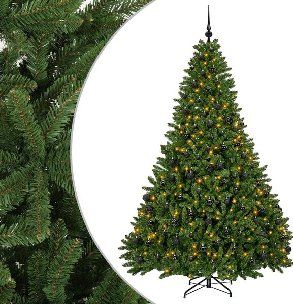 Világos zöld műkarácsonyfa gömbökkel 270 cm 600 LED Meleg fehér