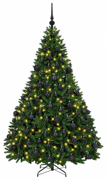 Műkarácsonyfa középzöld gömbökkel 180 cm 300 LED Meleg fehér