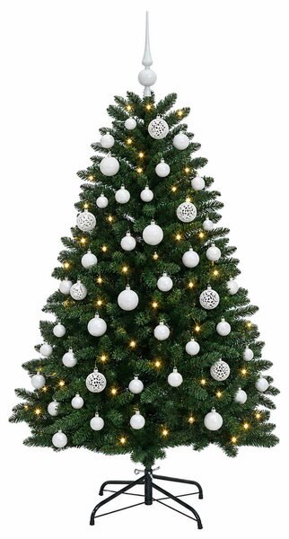 Sötétzöld műkarácsonyfa gömbökkel 270 cm 600 LED Meleg fehér