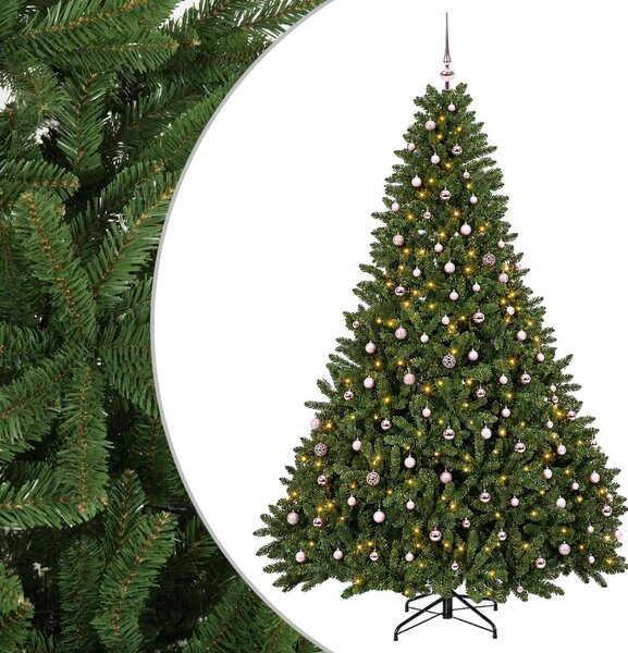 Világos zöld műkarácsonyfa gömbökkel 270 cm 600 LED Meleg fehér
