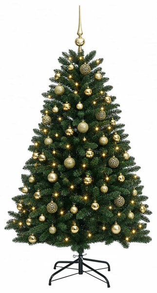 Sötétzöld műkarácsonyfa gömbökkel 270 cm 600 LED Meleg fehér