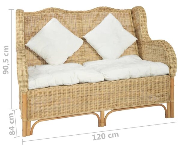 2 személyes természetes rattan és lenvászon kanapé