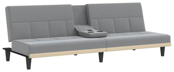 Világosszürke szövet kanapéágy pohártartókkal