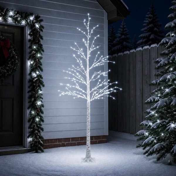 Nyírfa karácsonyfa Fehér 25 x 25 x 210 cm Műanyag 406 LED