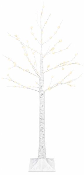 Nyírfa karácsonyfa Fehér 22 x 22 x 120 cm Műanyag 174 LED