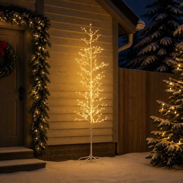 Karácsonyi LED-es nyírfa Fehér 47 x 240 cm Acél 675 LED