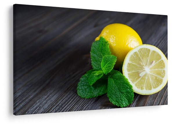 Citrom és a menta az asztalon képe (90x60 cm)