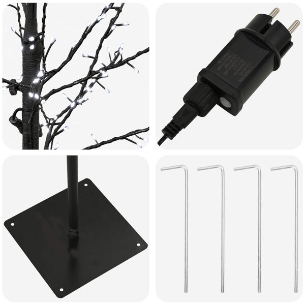 Karácsonyi LED-es nyírfa Fekete 18 x 18 x 150 cm Acél 360 LED