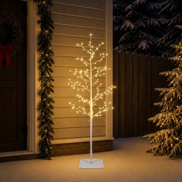 Karácsonyi LED-es nyírfa Fehér 150 cm Acél 360 LED