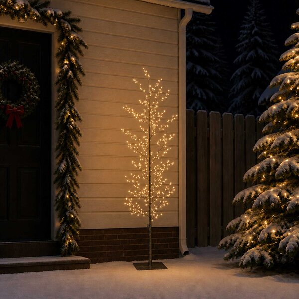 Karácsonyi LED-es nyírfa Fekete 20 x 20 x 180 cm Acél 459 LED