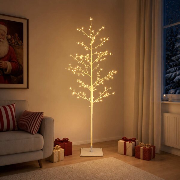 Karácsonyi LED-es nyírfa Fehér 150 cm Acél 360 LED