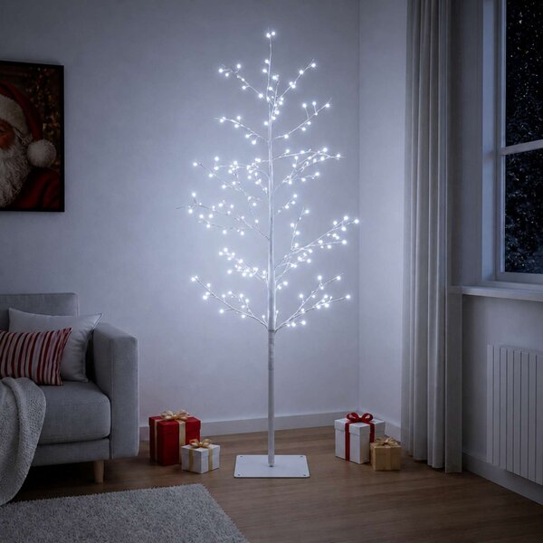 Karácsonyi LED-es nyírfa Fehér 150 cm Acél 360 LED
