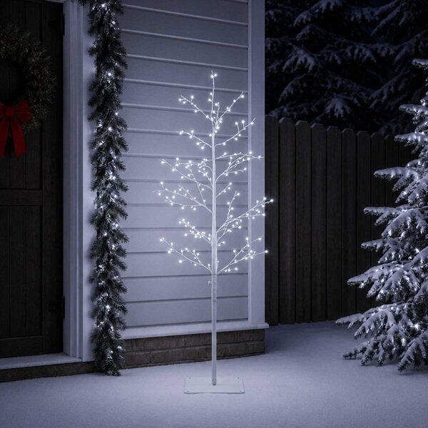 Karácsonyi LED-es nyírfa Fehér 150 cm Acél 360 LED