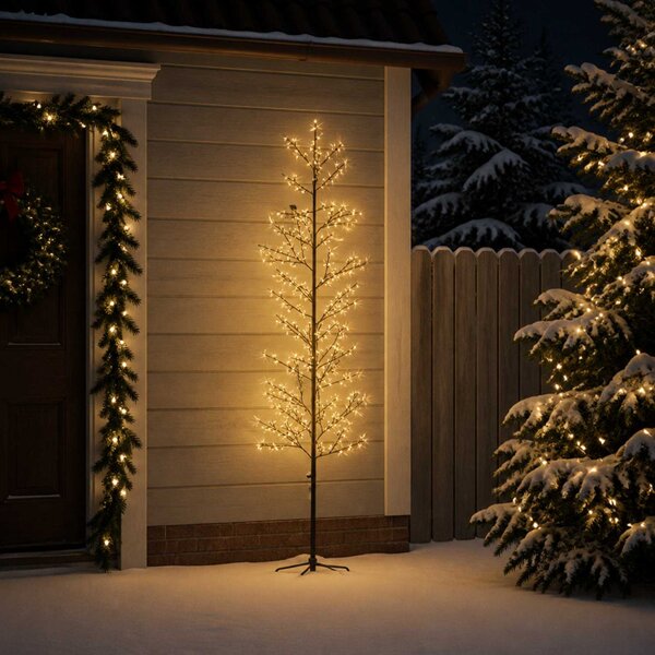 Karácsonyi LED-es nyírfa Fekete 47 x 210 cm Acél 567 LED