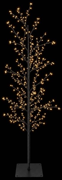 Karácsonyi LED-es nyírfa Fekete 150 cm Acél 360 LED