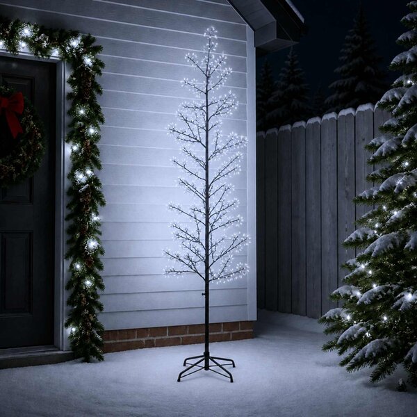 Karácsonyi LED-es nyírfa Fekete 47 x 240 cm Acél 675 LED
