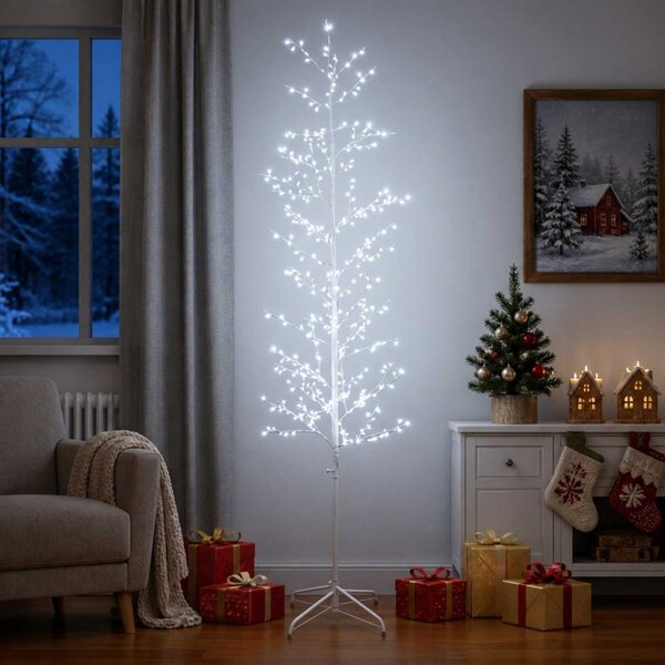 Karácsonyi LED-es nyírfa Fehér 47 x 210 cm Acél 567 LED