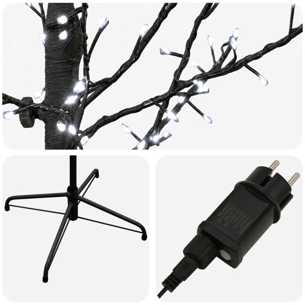 Karácsonyi LED-es nyírfa Fekete 47 x 210 cm Acél 567 LED